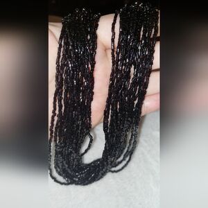 Black Beaded Necklace Set With Earrings